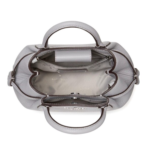 New Kate Spade Dumpling Mini Satchel Pebble Leather Mountain Grey - Picture 2 of 5